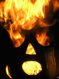 pumpkin engulfed in fire